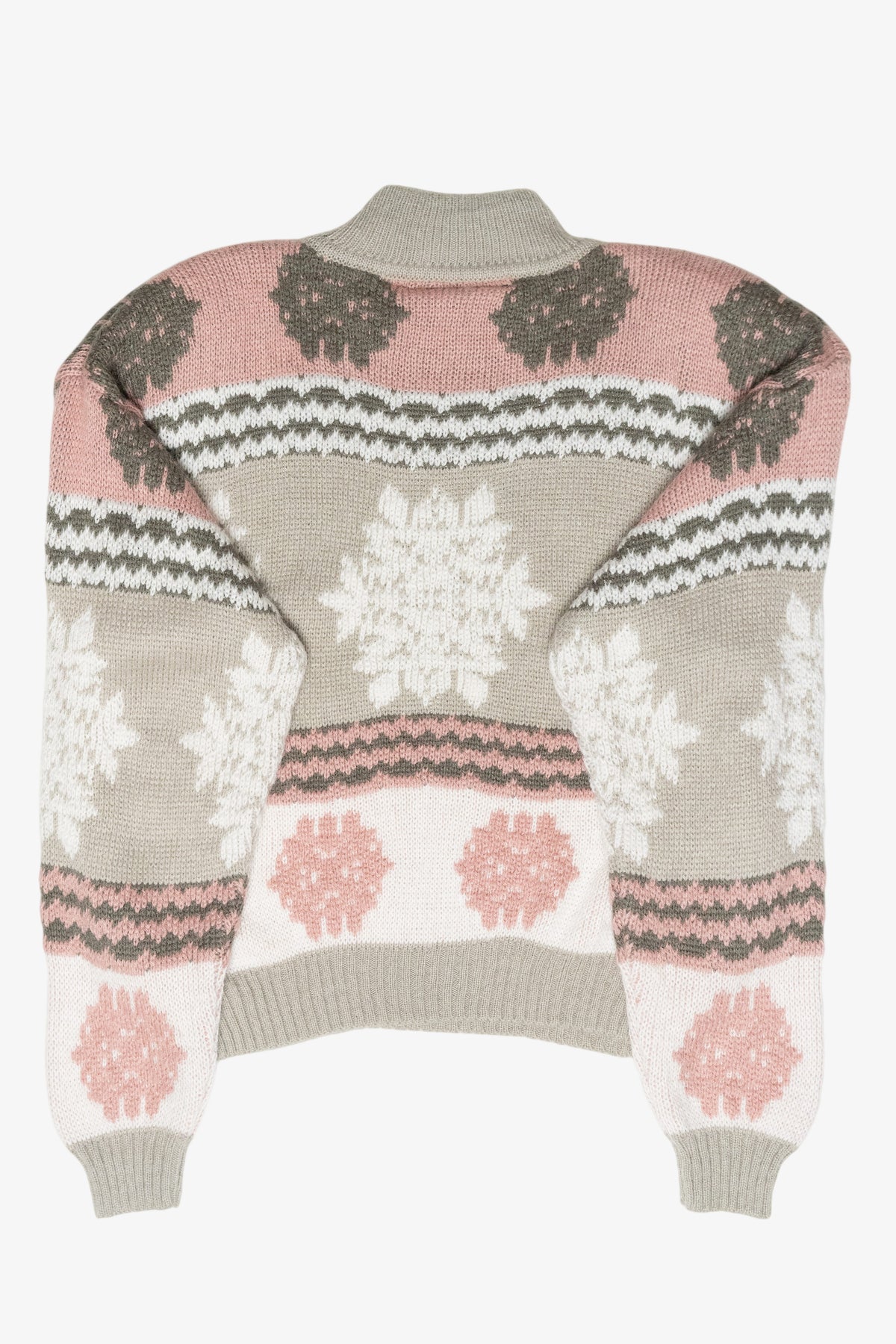 Tarazzia Pink Snowflake Vintage Fair Isle Sweater (1980s)