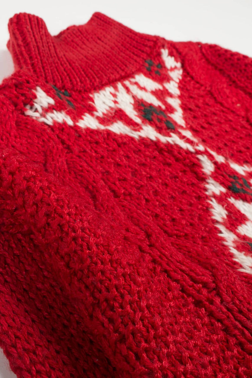Vintage Red Cable Knit Sweater 721