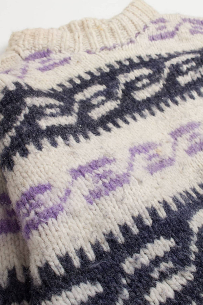 Vintage Violet Pattern Big Knit Sweater 772