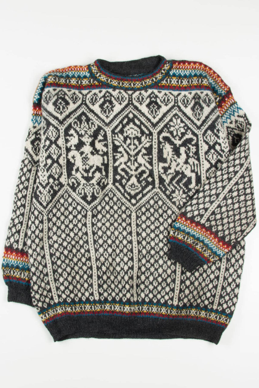 Vintage Horse Crest Fair Isle Sweater 783