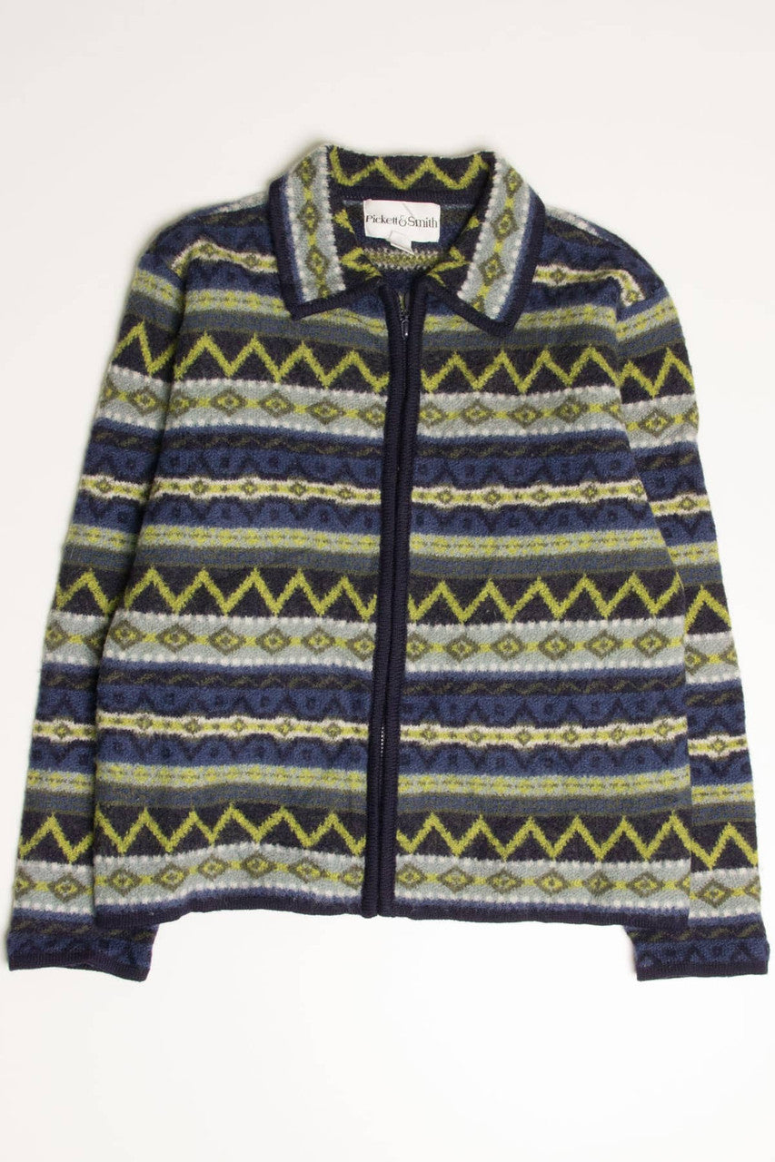 Pickett & Smith Zip Up Fair Isle Sweater 814