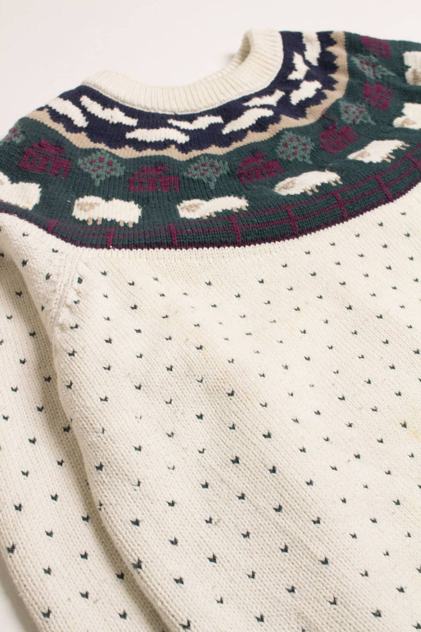 Sheep Pattern Fair Isle Sweater 820
