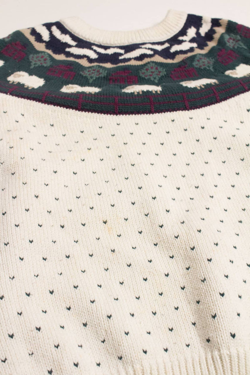 Sheep Pattern Fair Isle Sweater 820
