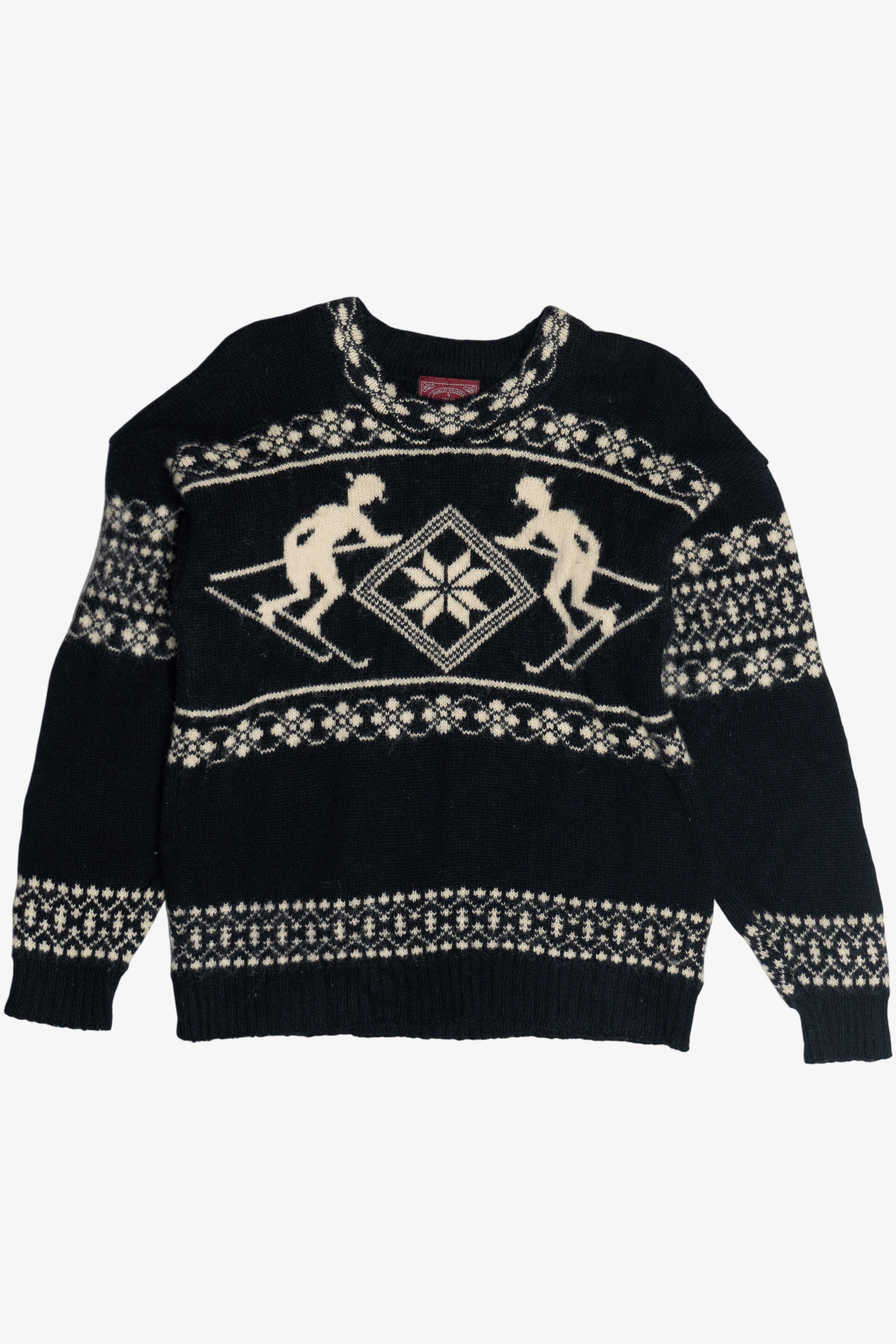 Vintage Skjaeveland Norway Ski Motif Wool Sweater (1980s)