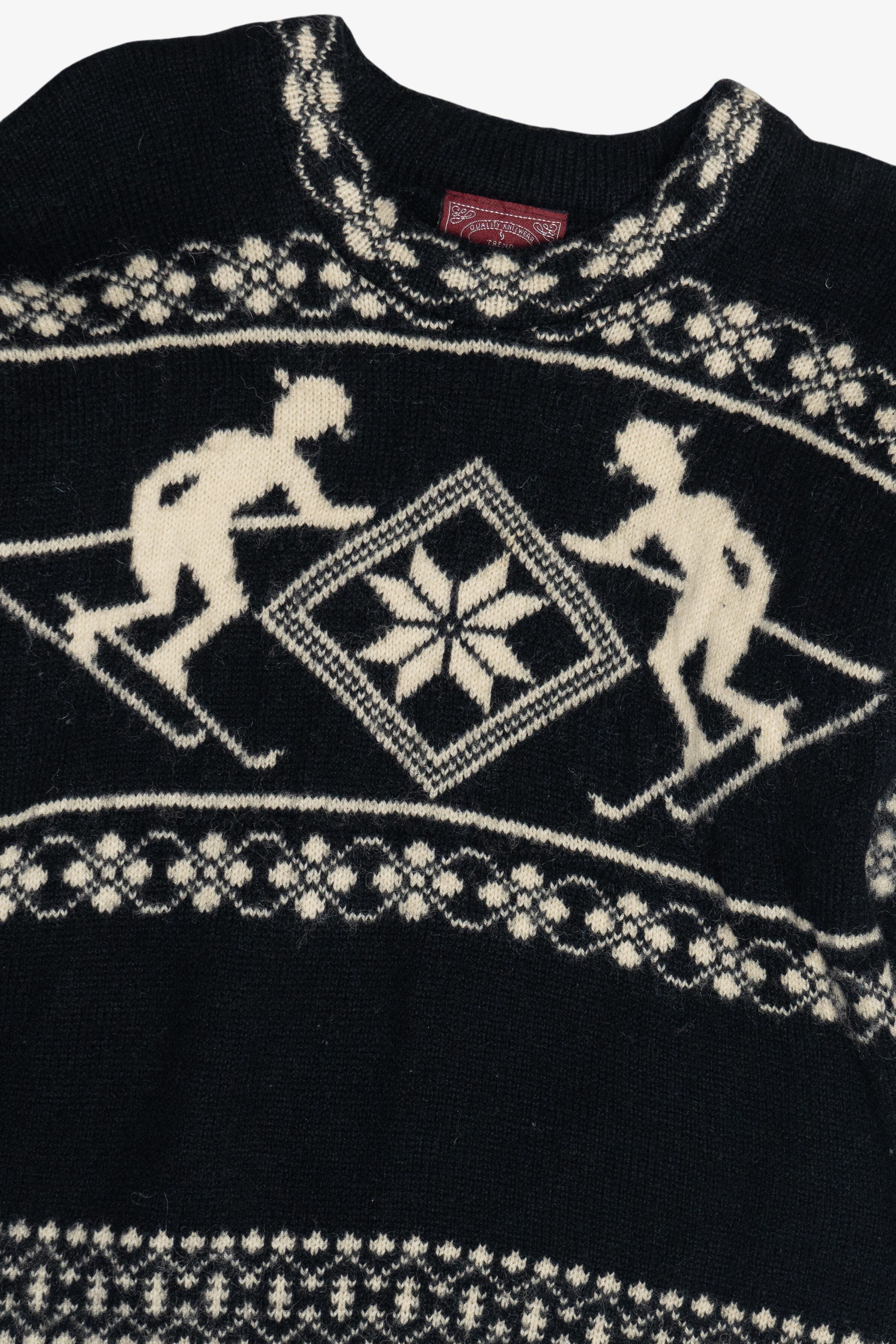 Vintage Skjaeveland Norway Ski Motif Wool Sweater (1980s)