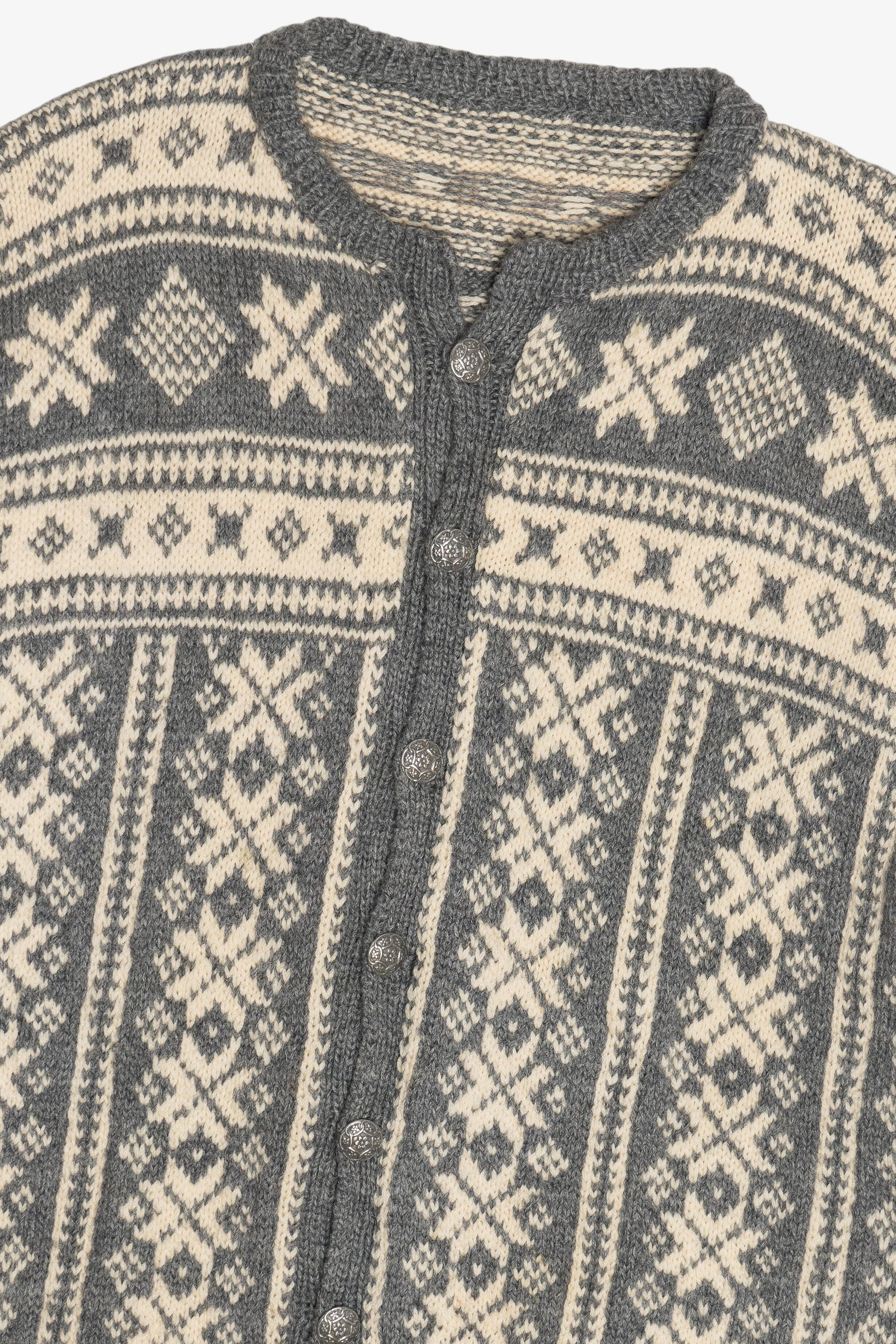 Vintage Fair Isle Heavyweight Cardigan Sweater (1980s)