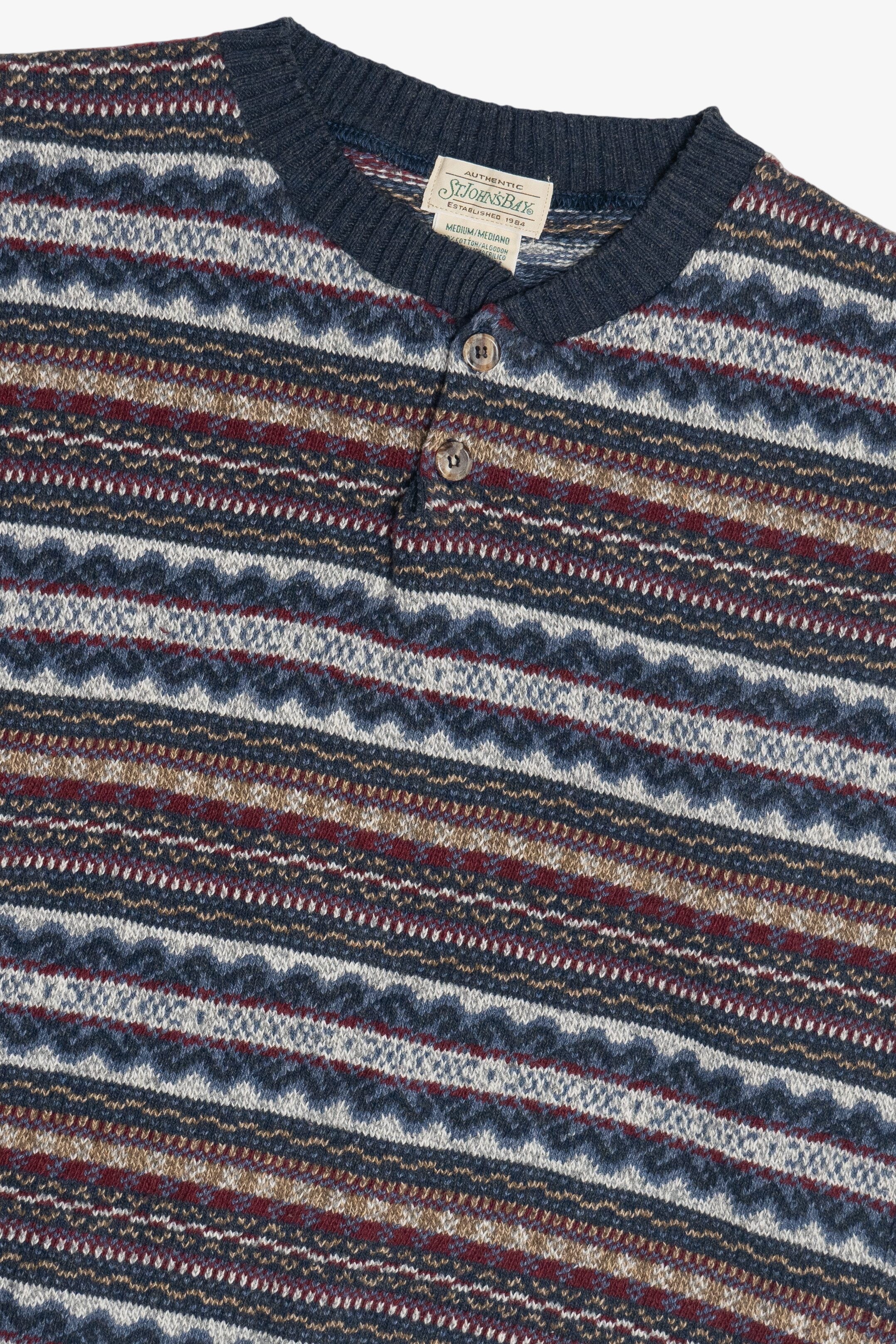 Vintage St. John's Bay Two Button Fair Isle Sweater (1990s)