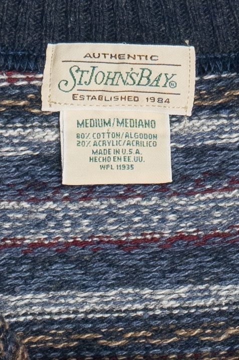 Vintage St. John's Bay Two Button Fair Isle Sweater (1990s)