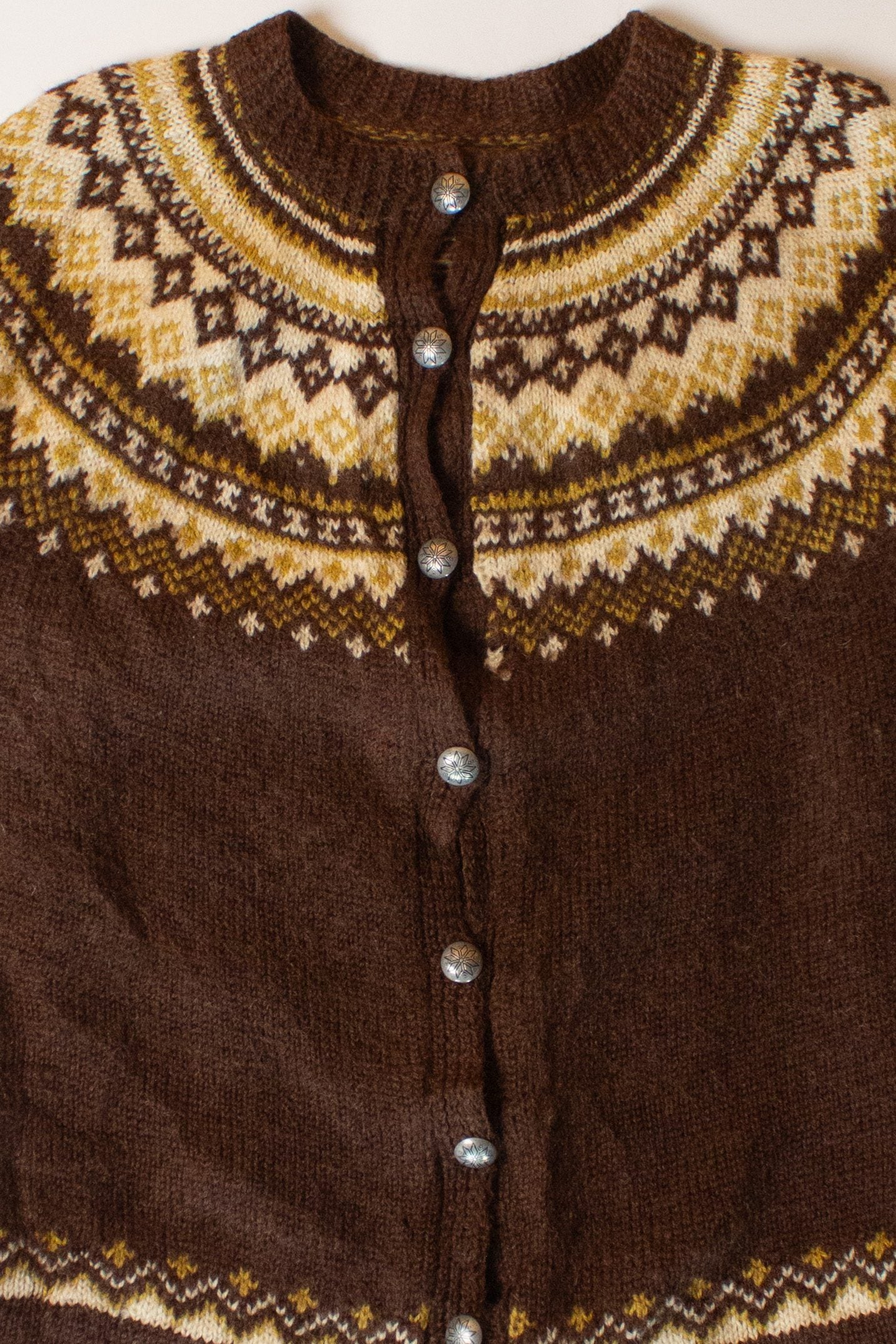 Vintage Brown Fair Isle Cardigan (1980s)
