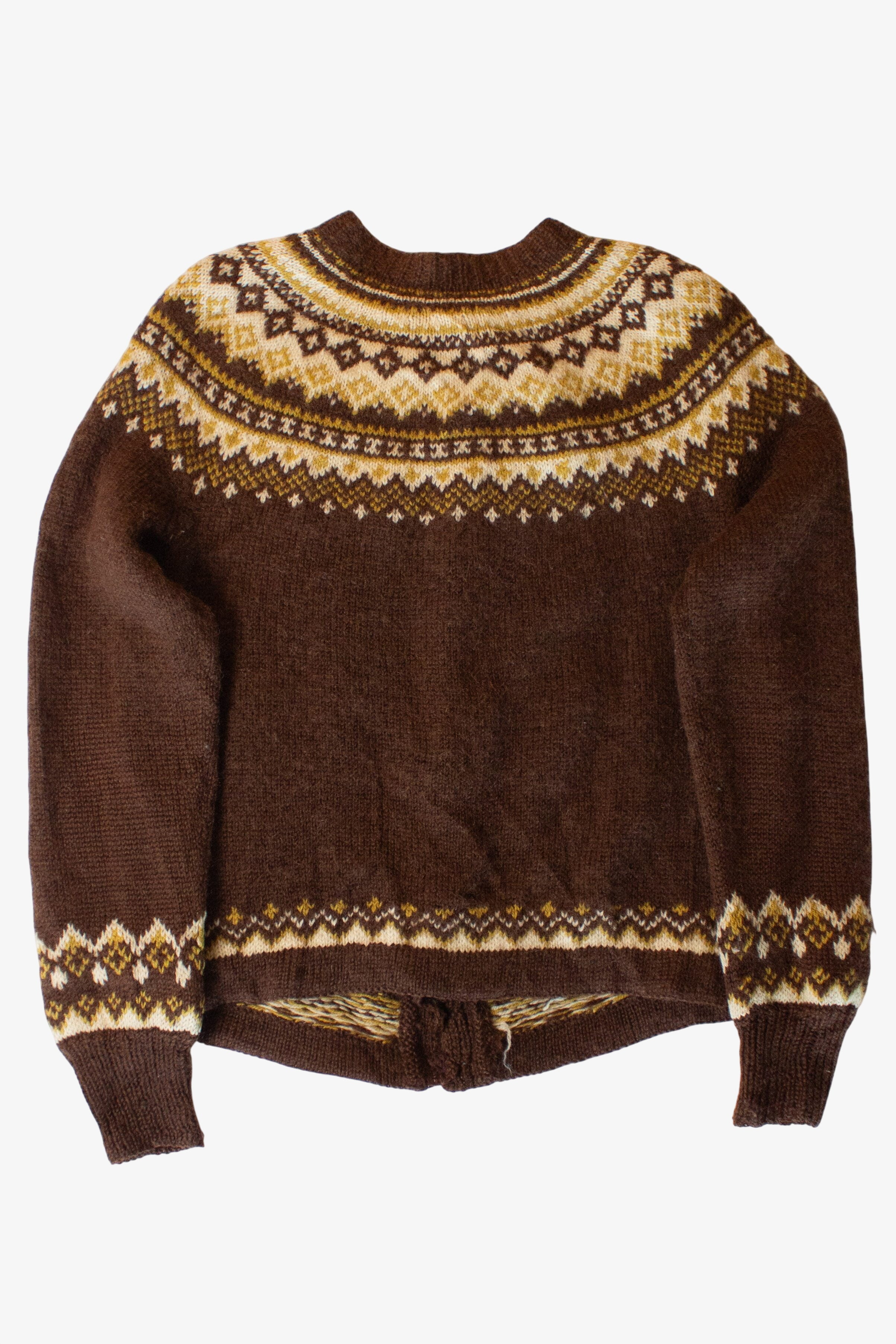 Vintage Brown Fair Isle Cardigan (1980s)