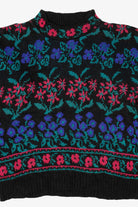 Vintage Black Floral Pattern Sweater (1980s)