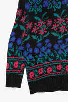 Vintage Black Floral Pattern Sweater (1980s)