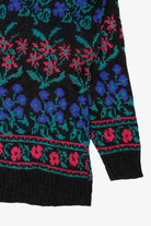 Vintage Black Floral Pattern Sweater (1980s)