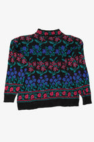 Vintage Black Floral Pattern Sweater (1980s)