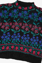 Vintage Black Floral Pattern Sweater (1980s)
