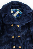 Navy 6 Button Fur Coat