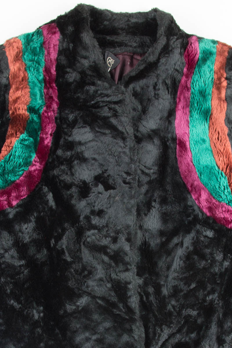 Rainbow Striped Vintage Fur Coat