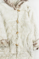 White Trimmed Faux Fur Coat