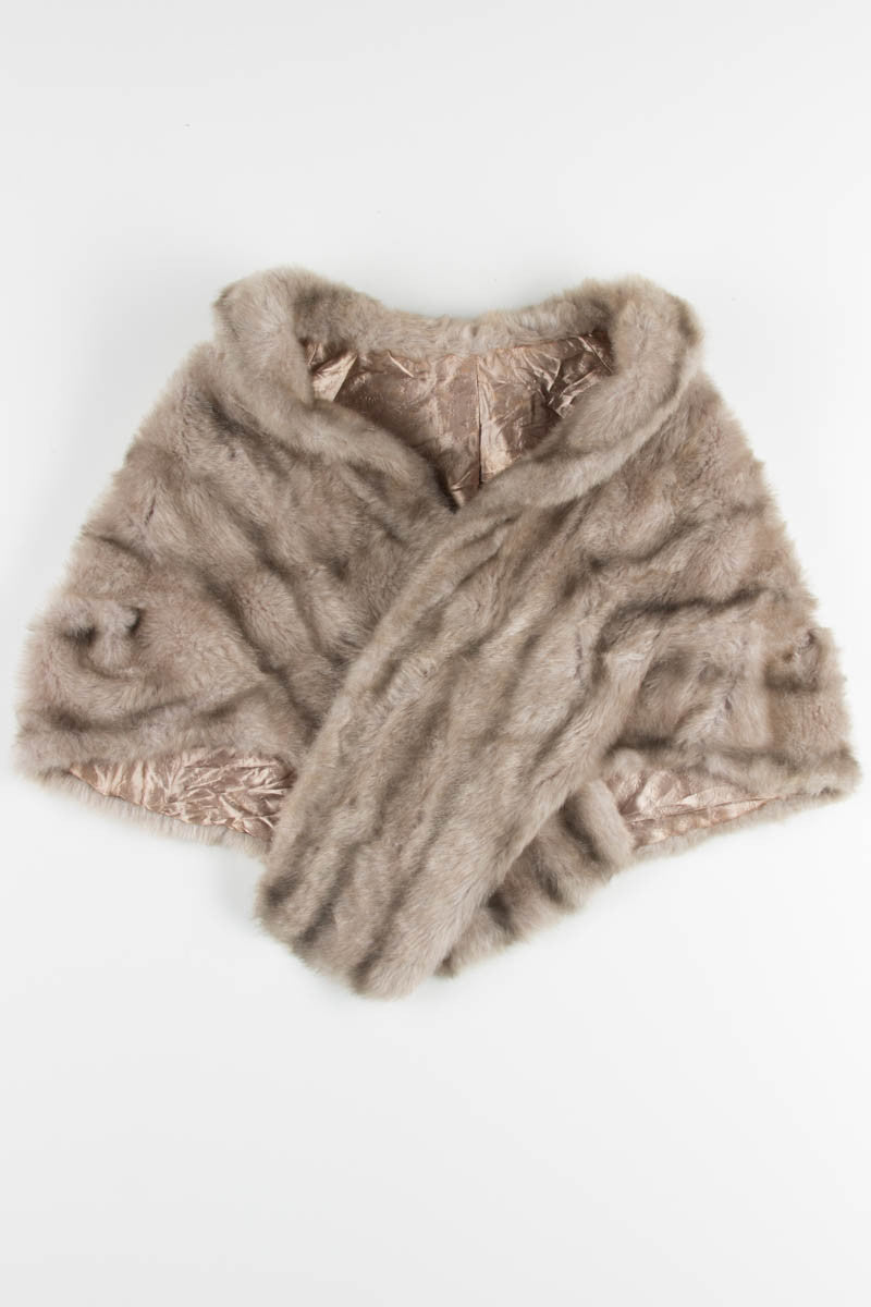 Tan Vintage Fur Shawl