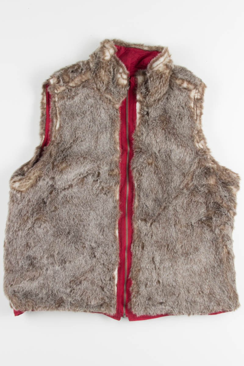Reversible Red Fur Vest