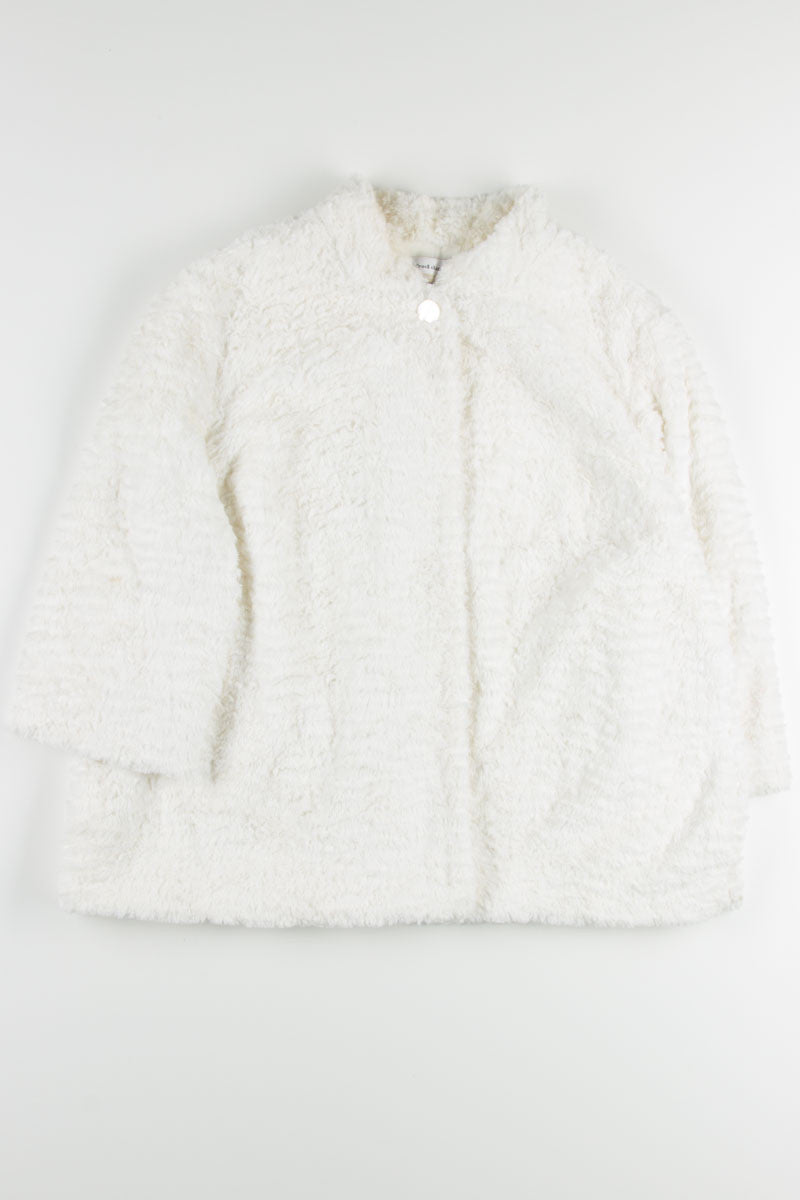 White Textured Fur Coat