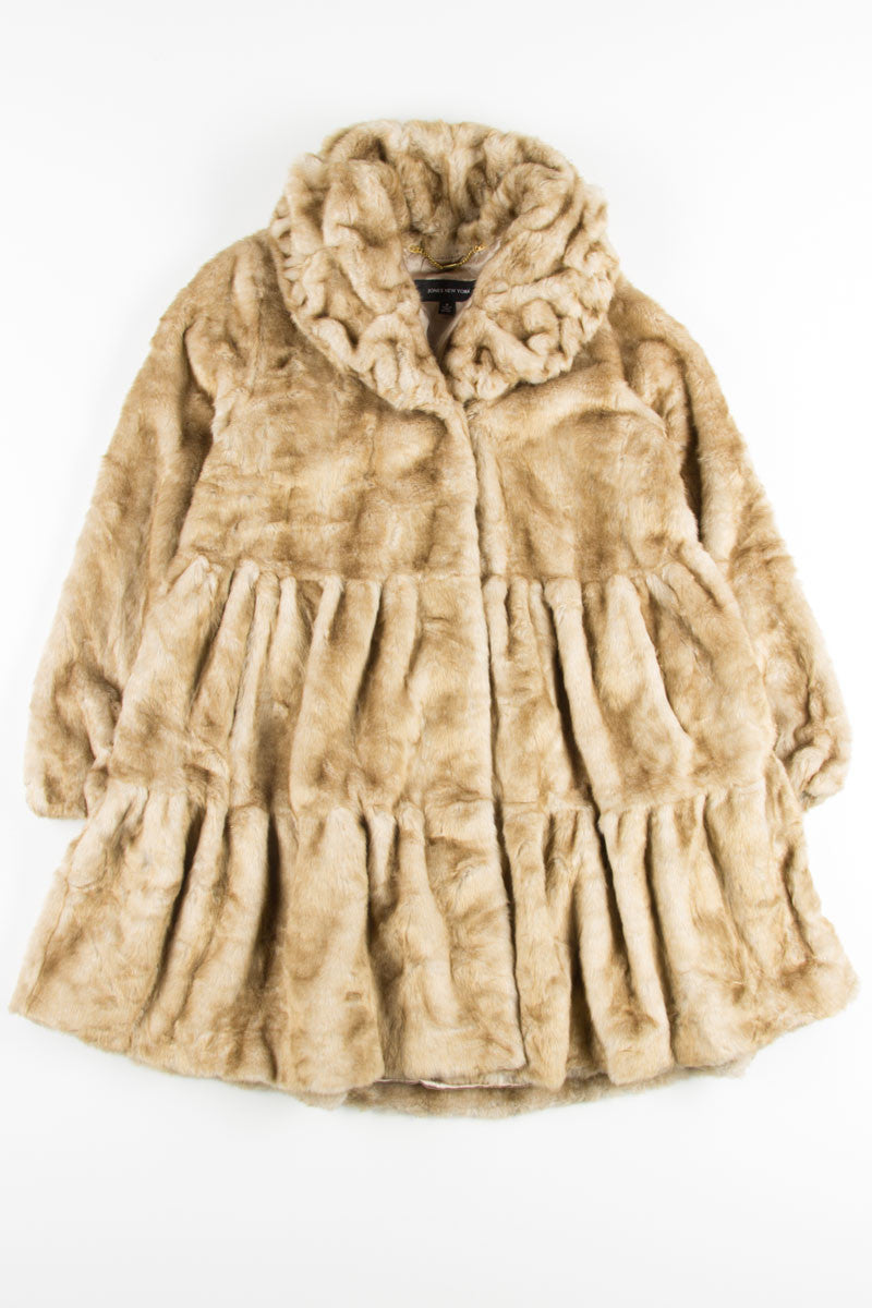 Tan Ruffled Fur Coat