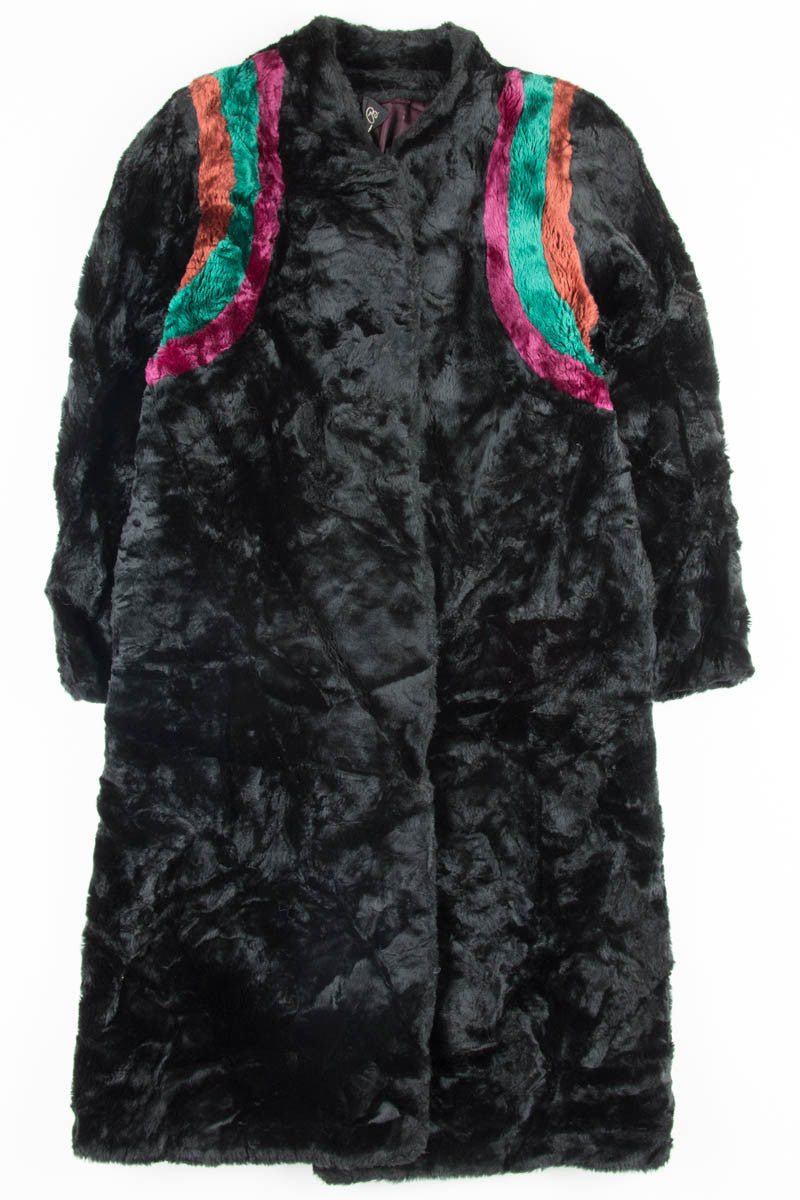 Rainbow Striped Vintage Fur Coat