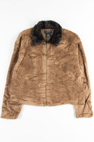 Brown Zip Up Fur Coat 1