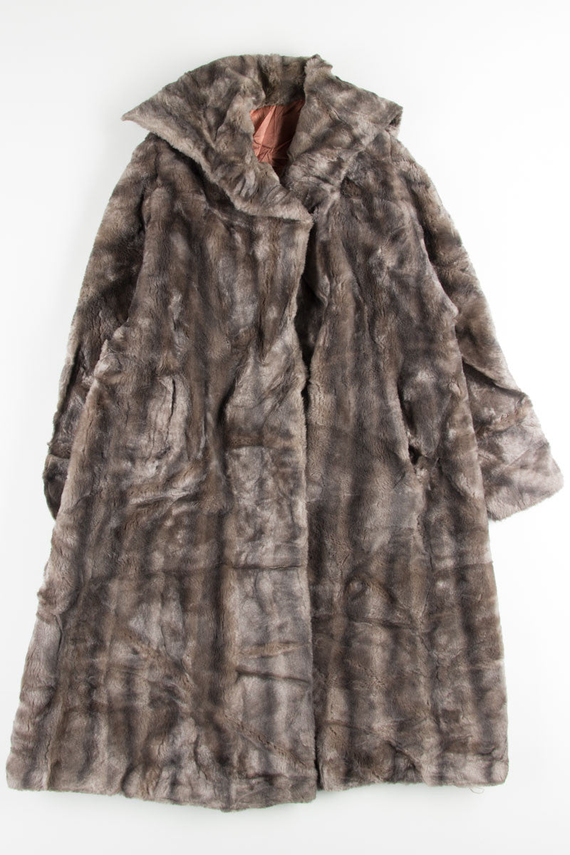 Brown Multicolor Fur Coat
