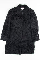 Black Textured Faux Fur Coat