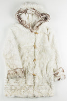 White Trimmed Faux Fur Coat