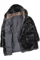 Reversible Black Hooded Vintage Fur Coat