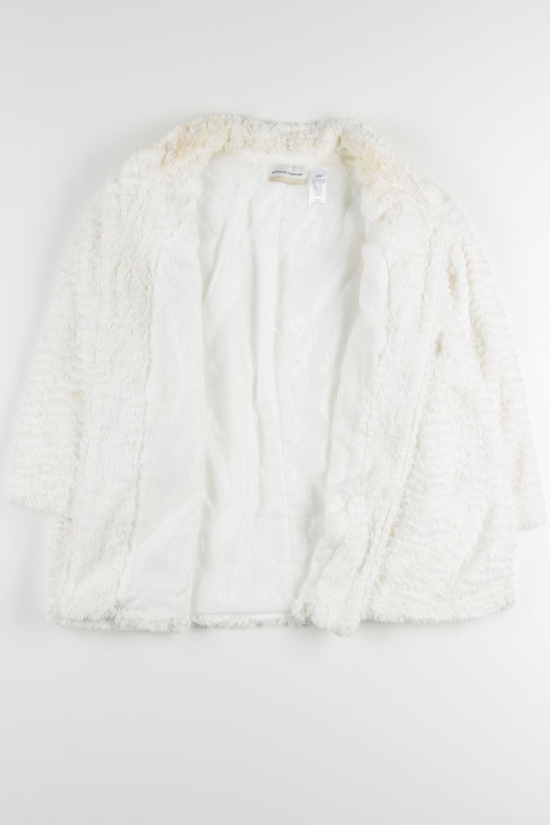 White Textured Fur Coat