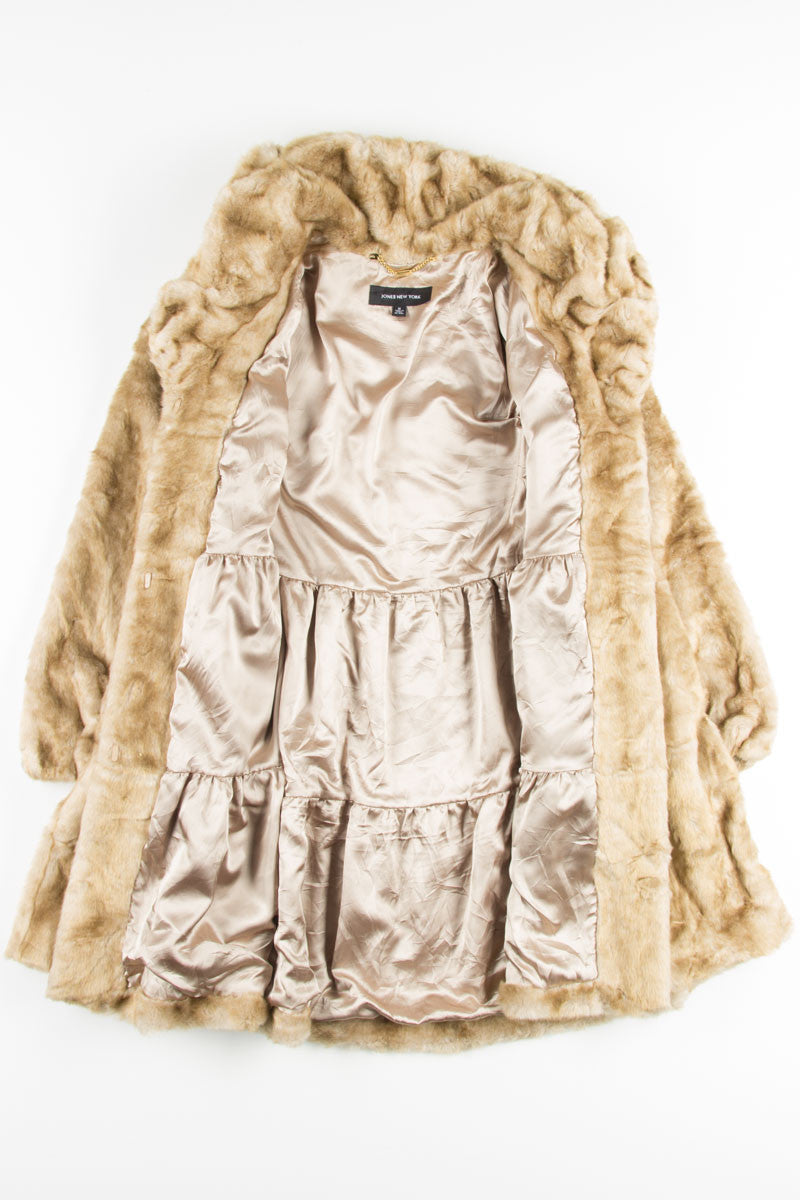 Tan Ruffled Fur Coat