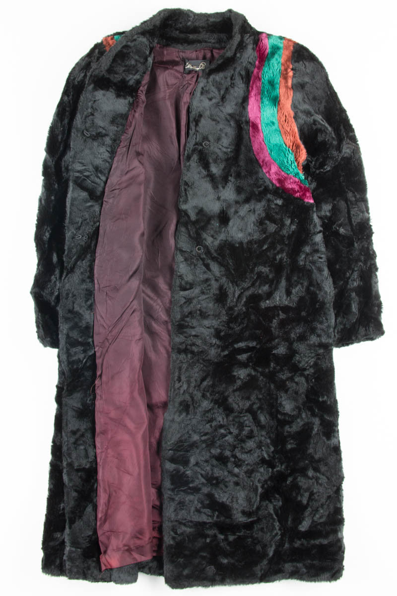 Rainbow Striped Vintage Fur Coat