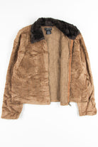 Brown Zip Up Fur Coat 1