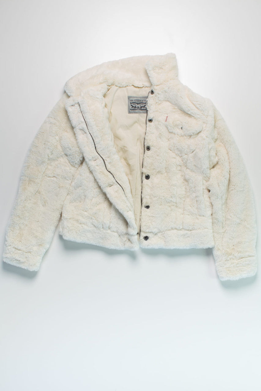 Vintage Soft White Faux Fur Coat