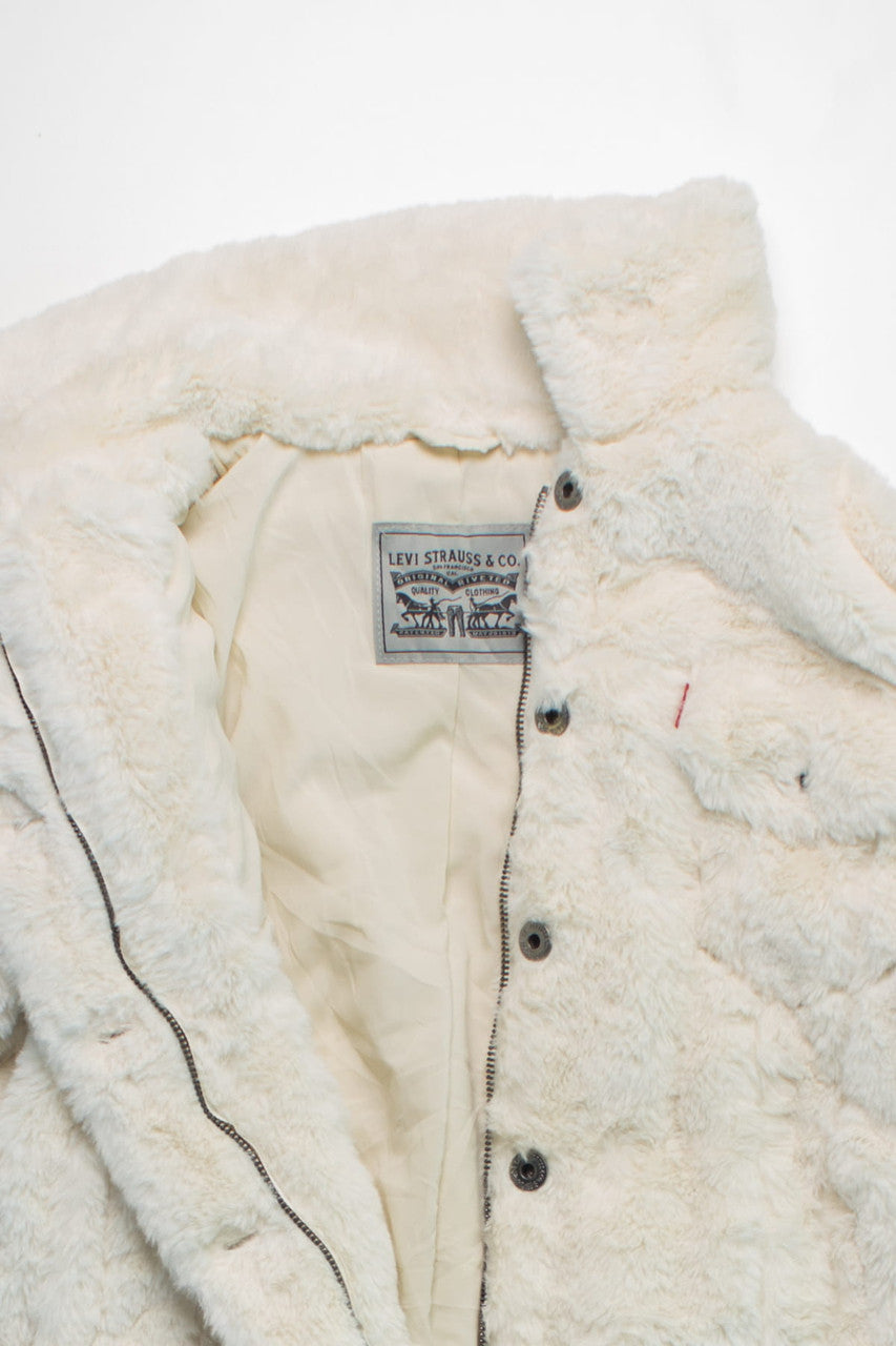 Vintage Soft White Faux Fur Coat