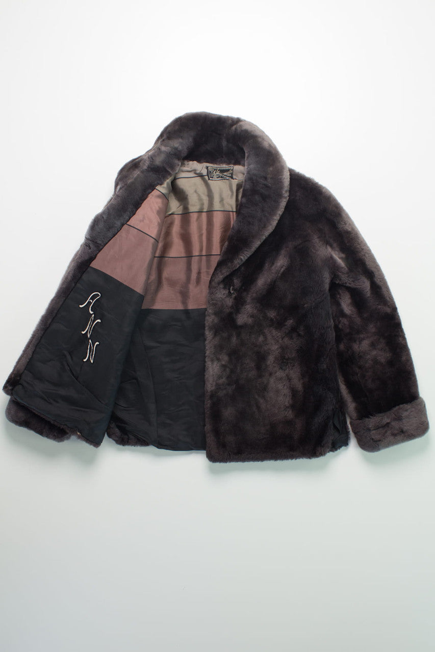 Vintage Dark Brown Faux Fur Coat