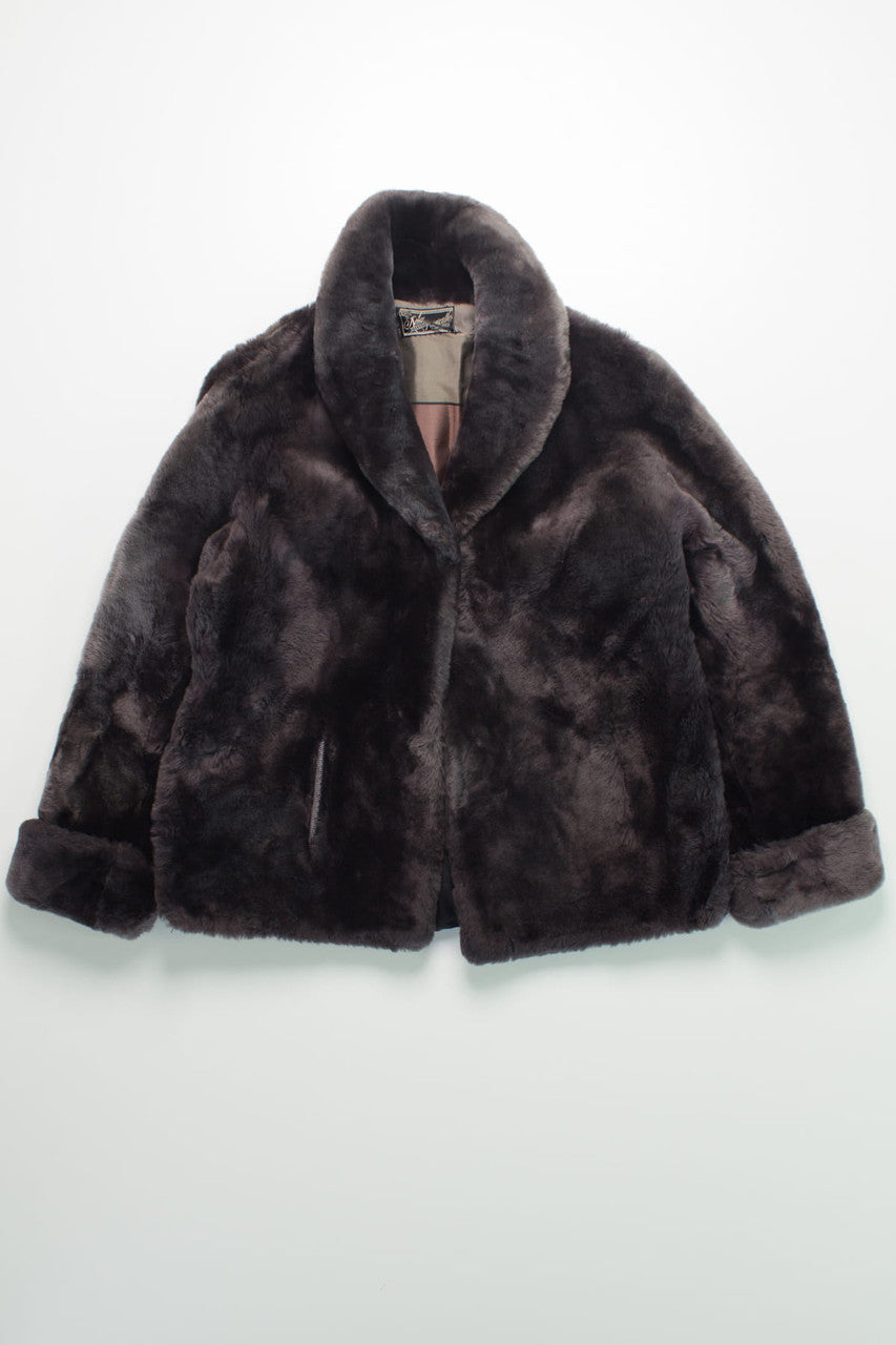 Vintage Dark Brown Faux Fur Coat