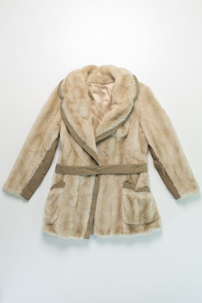 Vintage Tan Faux Fur Coat