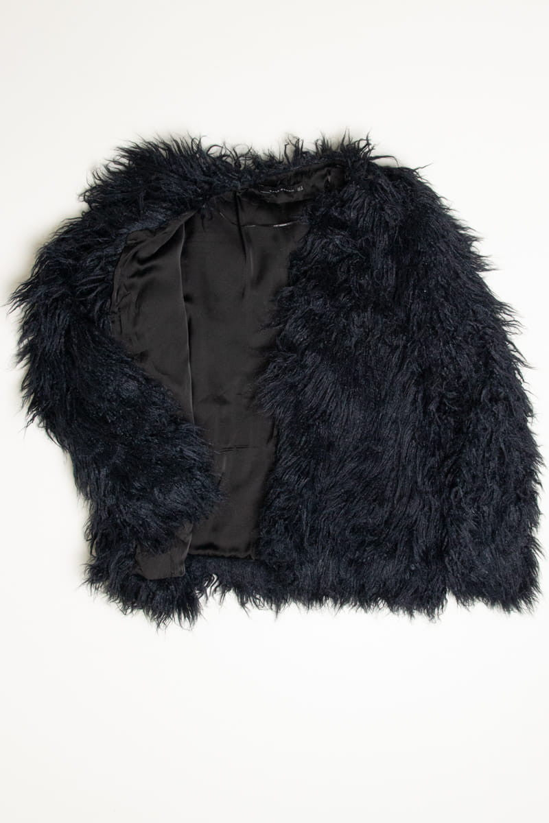 Black Shag Zara Faux Fur Coat