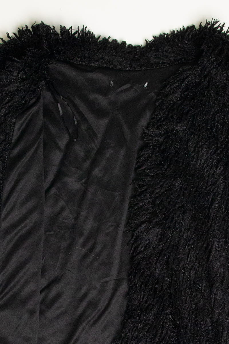 Short Black Shag Faux Fur Coat