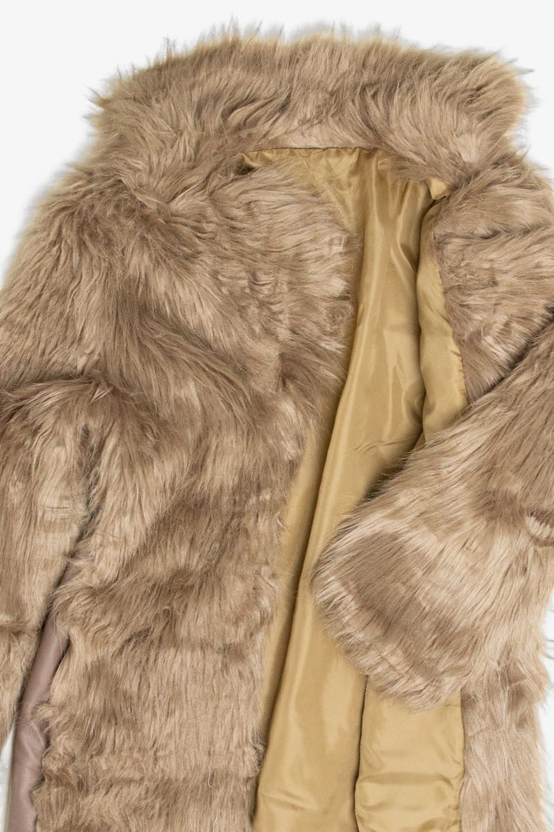 Grey Side Accent Faux Fur Coat