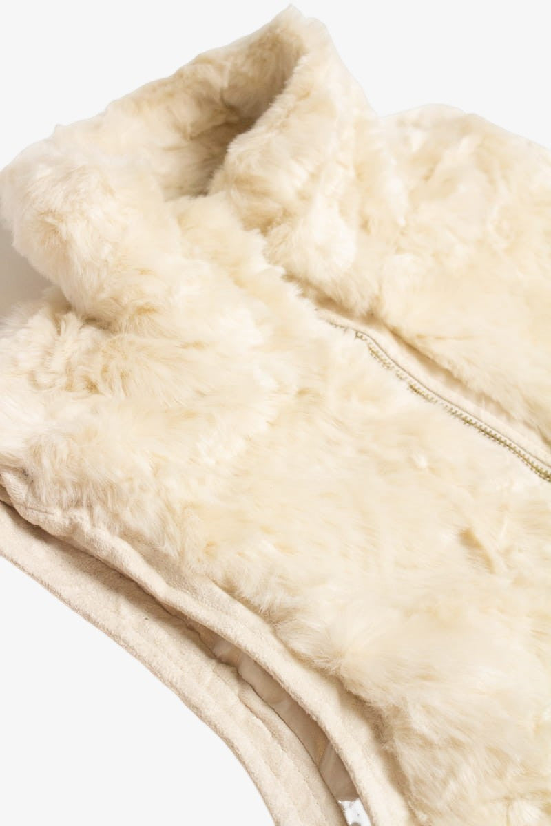 Swirling Cream Faux Fur Vest