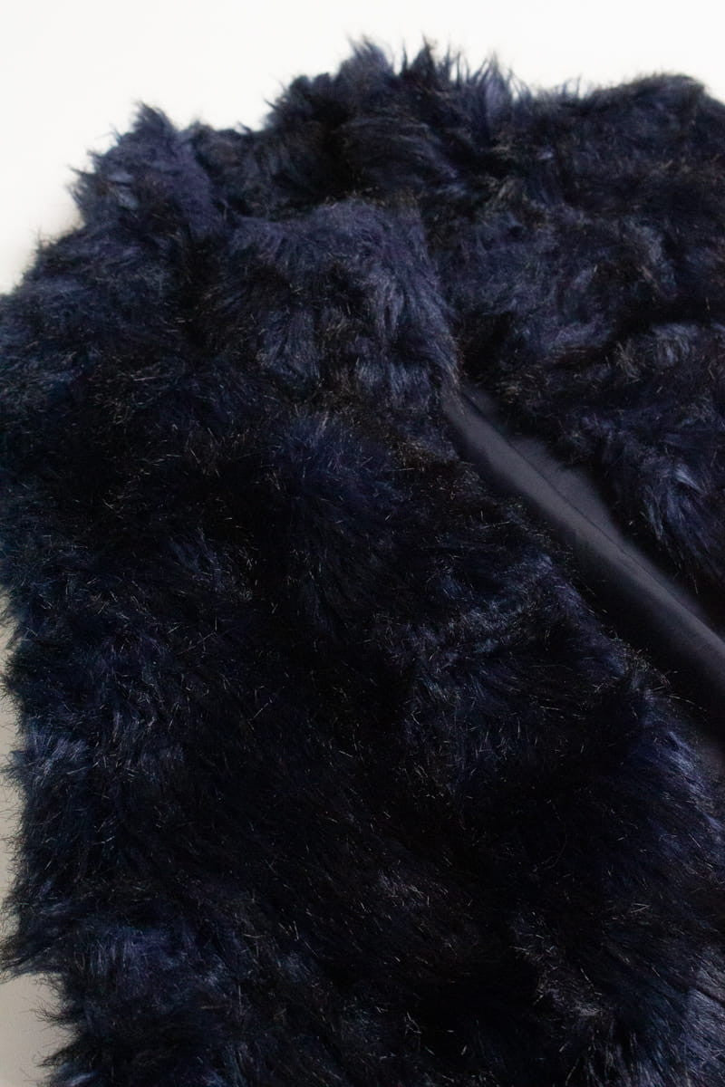 Dark Navy Shag Cato Faux Fur Vest