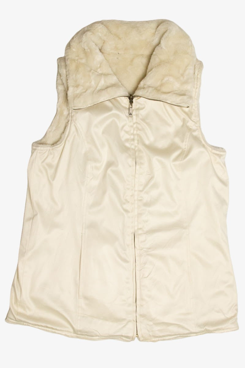 Cream Reversible Dennis Basso Faux Fur Vest