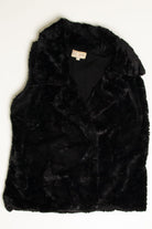 Large Collared Black Faux Fur Vest