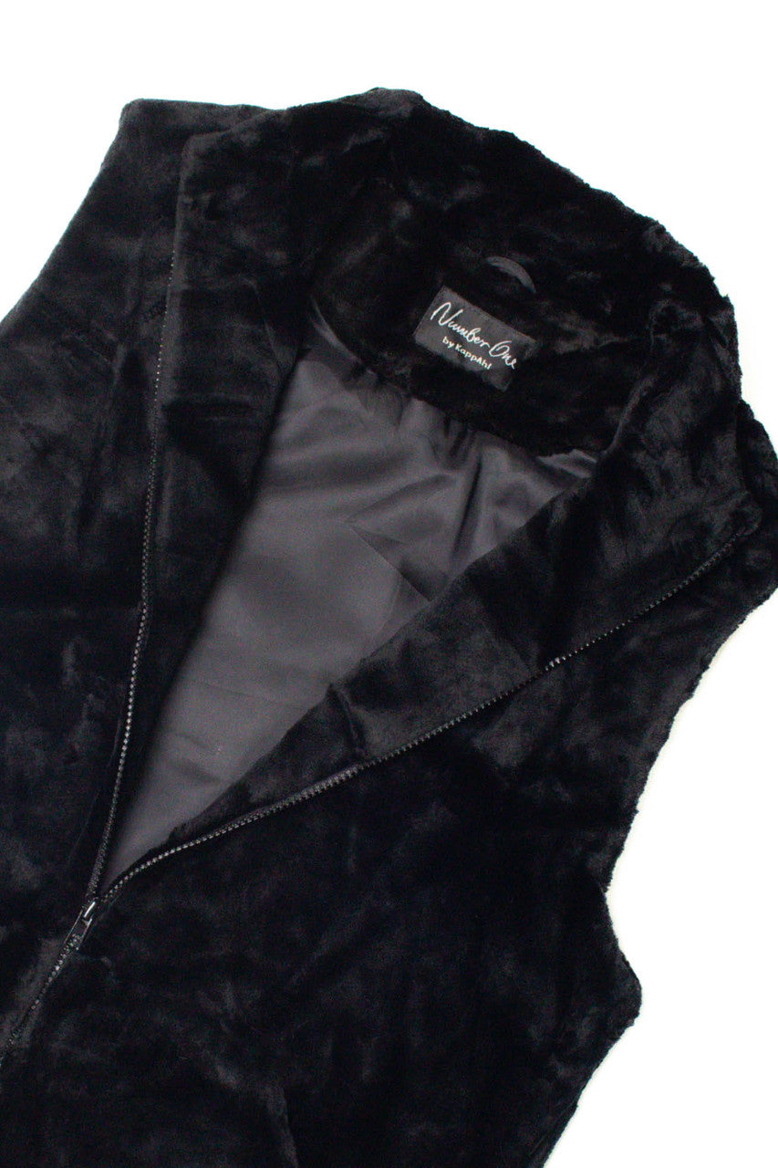 Black Faux Fur Vest 1