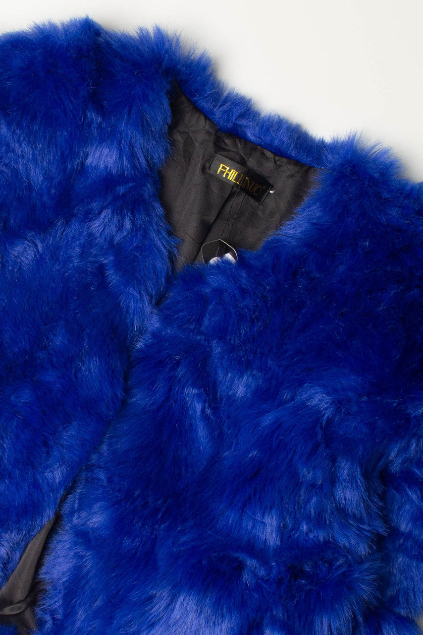 Blue Faux Fur Coat